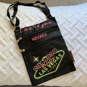 Viva Las Vegas nice fabric bag with two zipper compartments